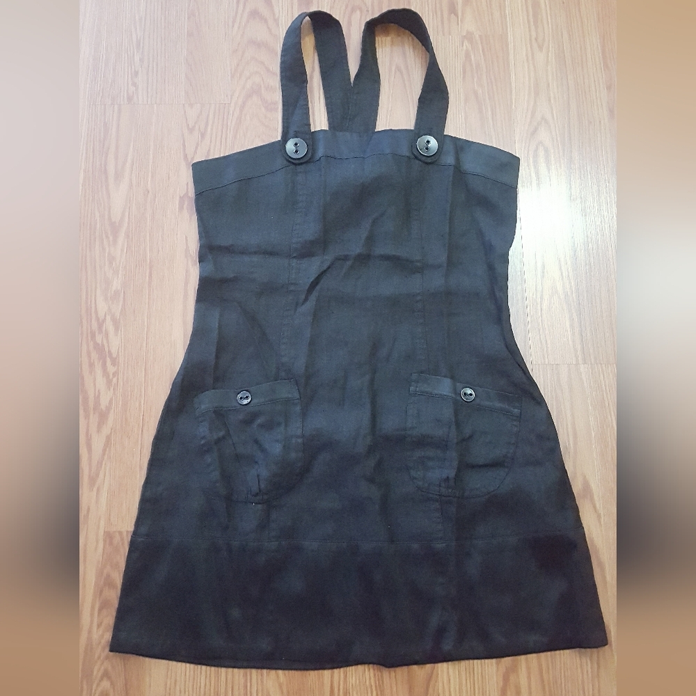 Bebe overall topstitch babydoll dress